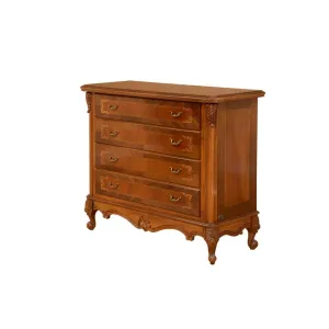 Comodă Milly, 4 sertare, structură lemn masiv + PAL, design elegant, 117x50x99 cm, personalizabil