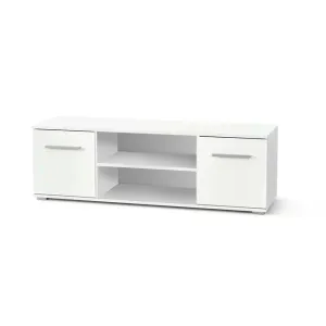 Comodă RTV1 Lima, design minimalist, PAL laminat, 137x40x44 cm, alb
