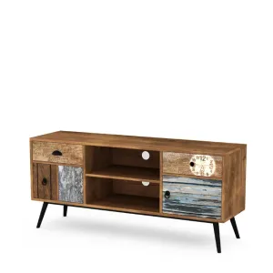 Comodă TV Mezo RTV1, stil retro, PAL laminat, 120x39x60 cm, multicolor