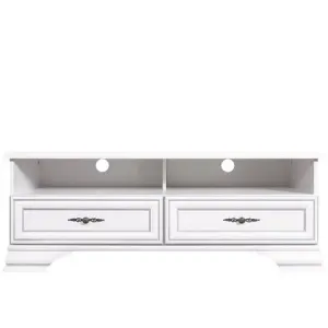 Comodă TV Idento RTV2S, 2 sertare și spațiu deschis, MDF și PAL laminat, 124.5x53.5x47 cm, alb alpin