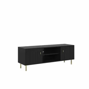 Comodă TV PIANO RTV2D, Suport Multimedia cu 2 Uși și Nișă Centrală