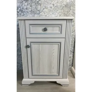 Comodă White 1D1S, sertar și spațiu depozitare cu ușă, MDF și PAL melaminat, mânere metalice, design compact și elegant