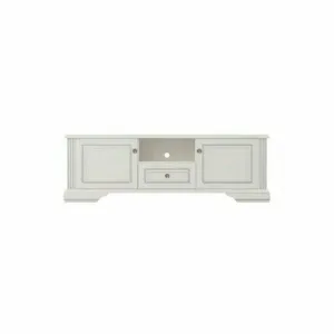 Comodă White RTV, spații depozitare multiple, MDF și PAL melaminat, design modern, 161x53x44.5 cm, alb frasin/pin argintiu