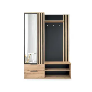 Cuier Lugo,negru - 140x40x200 cm, design modern, PAL melaminat