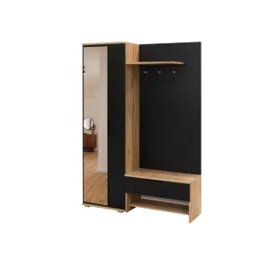 Cuier Milo Matt, design modern, PAL melaminat, 140x40x200 cm, negru