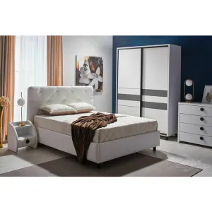 Dormitor Cristal, alb-grafit- pat160x200 cm  modern, PAL