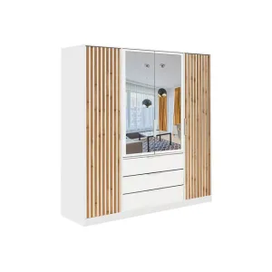 Dulap Bali D4 Lux, 4 uși spațioase, design modern, PAL melaminat, 196x58x200 cm, alb