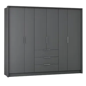 Dulap Bangkok cu uși glisante, structură solidă și PAL melaminat, 255x65x217 cm, grafit