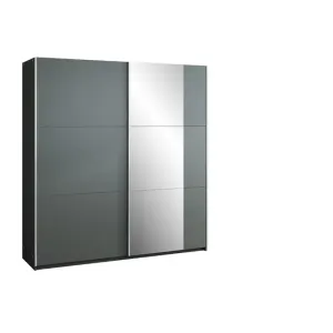 Dulap Bastia cu uși glisante, finisaj mat și design compact, 150x65x215 cm, grafit
