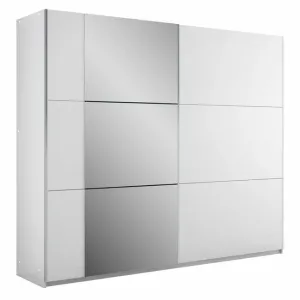 Dulap Bastia cu usi culisante si 12 rafturi din PAL, 2,50x0,61x2,15 m, alb
