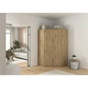 Dulap Bremen pe colt - 117X199X117 cm, dimensiuni variate, design modern, spatiu generos si culori personalizabile