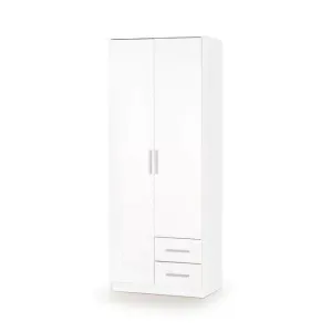 Dulap Lima S2, structură solidă, PAL laminat lucios, 80x52x205 cm, alb