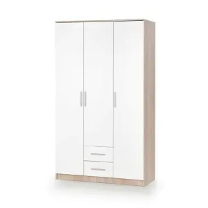 Dulap Lima S3, spațiu generos de depozitare, PAL laminat lucios, 120x52x205 cm, alb-Sonoma