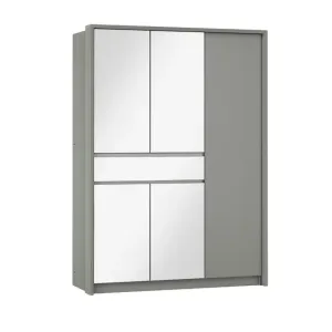Dulap Split Platinum cu uși glisante și PAL melaminat, 157x65x217 cm, gri