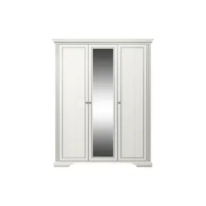 Dulap White 3D(2S), 3 uși, 2 sertare, MDF frezat și PAL melaminat, 176x63.5x221 cm, frasin alb și pin argintiu