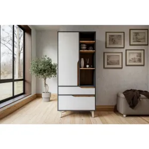 Dulap Wood 1D2S, 1 ușă + 2 sertare, balamale soft-close, structură PAL melaminat, 180x80x45 cm, personalizabil