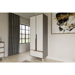 Dulap Wood 2D1S, 2 uși + 1 sertar, spațiu interior generos, structură PAL melaminat, 220x80x50 cm, personalizabil