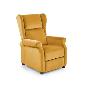 Fotoliu Agustin 2 culisant, tapițat catifea premium, funcție recliner, 75x92(160)x107 cm, galben