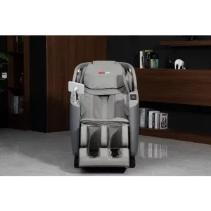 Fotoliu masaj gri cu încălzire, bluetooth role 3D, airbag corp complet, LED touch, Șină SL-TRACK