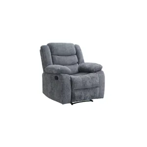 Fotoliu Recliner Relax, mecanism rabatabil, suport picioare, tapițerie catifea, 90x88x105 cm, Gri