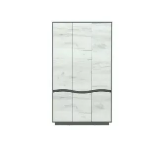 Dulap Geneva 3D Compact, PAL Laminat, 206.5x118.4x50 cm, Gri Grafit și Stejar Craft Alb