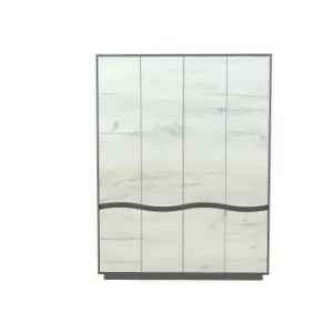 Dulap Geneva 4D Spațios, PAL Laminat, 156x206x50 cm, Gri Grafit și Stejar Craft Alb