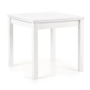 Masă Gracjan extensibilă, blat laminat și picioare MDF, 80-160x80x76 cm, alb