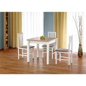 Masă Gracjan extensibilă, blat laminat și picioare MDF, 80-160x80x76 cm, Sonoma/alb