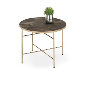 Măsuță cafea Isabelle rotundă, design elegant, blat sticlă securizată, 60x45 cm, transparent