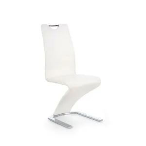 Scaun K291, design clasic și spătar înalt, material textil, 45x63x101 cm, alb