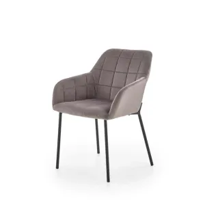 Scaun K305, tapițerie moale și spătar curbat, material textil, 58x57x80 cm, gri