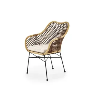 Scaun K336, șezut moale și cadru rezistent, material textil, 64x64x89 cm, natural