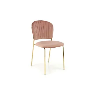 Scaun K499 tapițat, design elegant, cadru metalic, 47x56x85 cm, roz