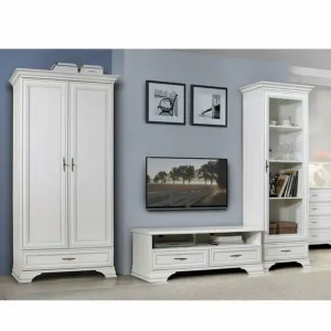 Living Idento 4, set complet mobilier clasic, vitrină(REG1W1S) , comodă TV(RTV2S) și dulap (SZF2D1S), alb