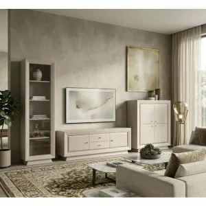 Living Largo 3 piese comoda tv RTV2D2S, virtina REG1W si comoda KOM4D cashmire