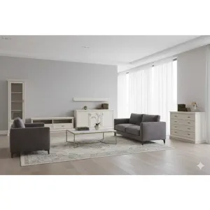 Living Sonata 2, Set Mobilier Elegant Cu Vitrină, Comodă, Polite Și Spații Depozitare, MDF/PAL, Casmir