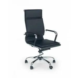 Scaun Mantus, mecanism TILT și șezut confortabil, piele ecologică, 58x60x108-117 cm, negru