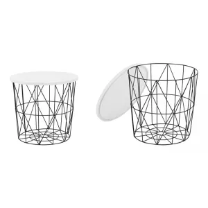 Măsuță cafea Mariffa, design minimalist și finisaj elegant, PAL melaminat, 42x42x41 cm, alb/negru