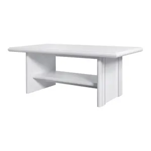 Măsuță cafea Idento Low, cu raft de depozitare, PAL laminat și MDF, 130x65x51 cm, alb
