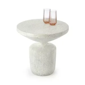 Măsuță de cafea Giza, design minimalist, structură compozit oxid de magneziu, 54x53 cm, alb