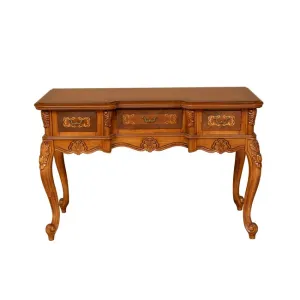 Măsuță de toaletă Milly, design clasic, structură lemn masiv + PAL, spațiu depozitare, 134x54x86 cm