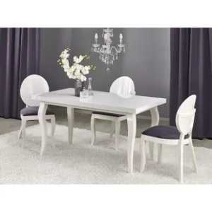 Masă Mozart extensibilă, blat MDF laminat, picioare lemn fag, 140-180x80x75 cm, alb