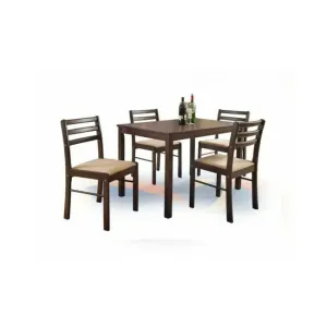Set masă + 4 scaune New Starter, MDF vopsit, lemn masiv și tapițerie, 110x72x74 cm, espresso