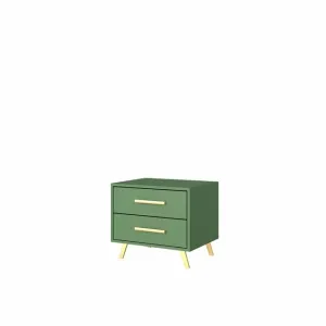Noptieră Bali 2, 2 sertare, design modern, PAL melaminat, 54x41x48 cm, verde
