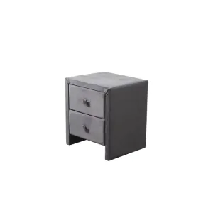 Noptieră Bella, design elegant, tapițerie catifelată, structură compactă, finisaj premium, gri