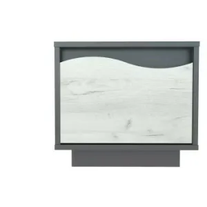 Noptieră Geneva Modernă, PAL Laminat, 40.5x45x40 cm, Gri Grafit și Stejar Craft Alb
