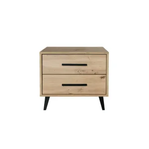 Noptieră Kos cu sertar spațios, design compact și finisaj cald, 53.5x41.5x44 cm, stejar