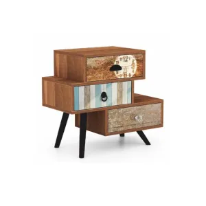 Noptieră Mezo KM1, stil retro, PAL laminat, 59x29x53 cm, multicolor