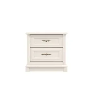 Noptiera Sonata new, design elegant, 2 sertare structură PAL laminat + MDF, glisiere cu bile, 57x38.5x53.5 cm, cashmere