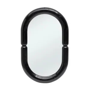 Oglindă de perete Poster, cadru MDF, design minimalist, 80x50x3.5 cm, negru / alb